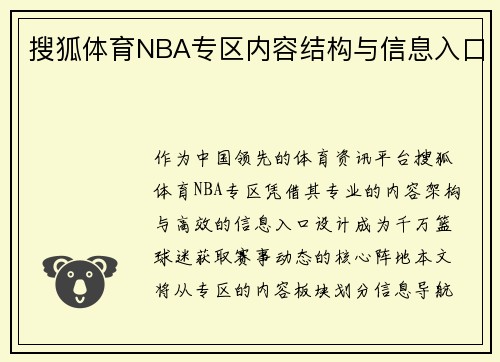 搜狐体育NBA专区内容结构与信息入口
